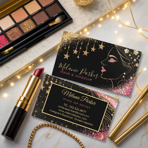 Make up Artist Pink Gold Elegant Glitter Trendy  Business Card