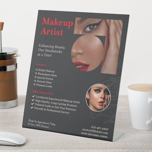 Make Up Artist Services Pedestal Sign (In SItu)