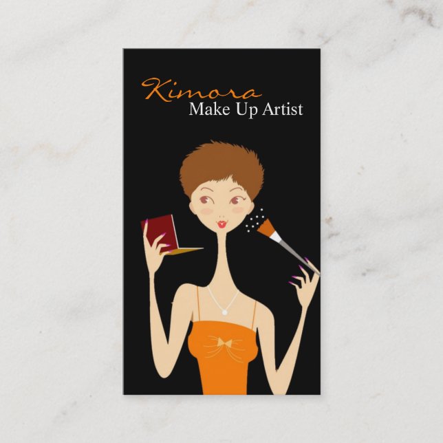 Make Up Artist Vector Shop Girl Business Card (Front)