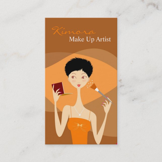 Make Up Artist Vector Shop Girl Business Card (Front)