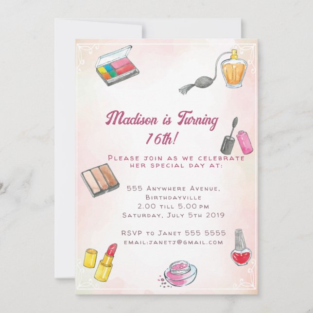 make up birthday invitation (Front)