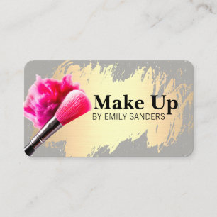 Make Up Brush and Powder Gold Brushed Business Card