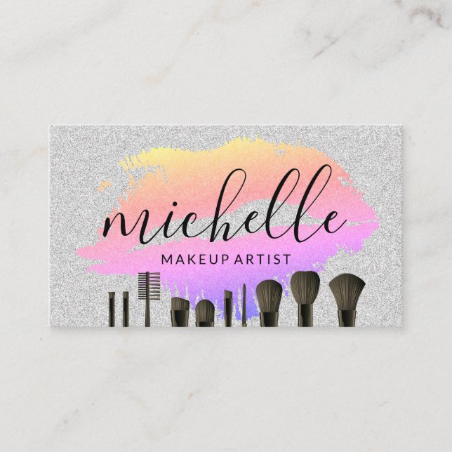 Make Up Brushed | Kiss Stain | Glitter Business Card (Front)