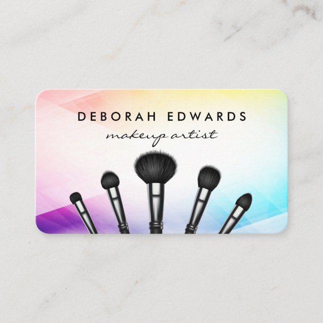 Make Up Brushes Abstract Colourful  Business Card (Front)