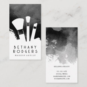 Make Up Brushes Black Watercolor Business Card