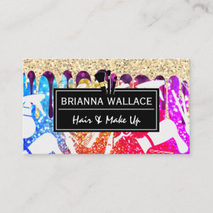Make Up Brushes   Hair Stylist   Glitter  Business Card