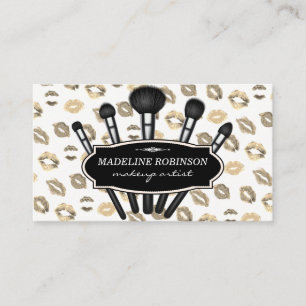 Make Up Brushes Kiss Stain Pattern Appointment Card