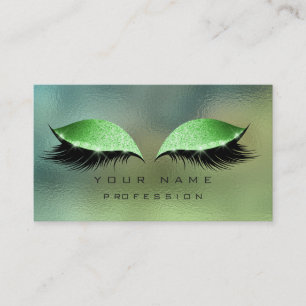 Make Up Cali Green Greenery Makeup Lashes Glitter Business Card