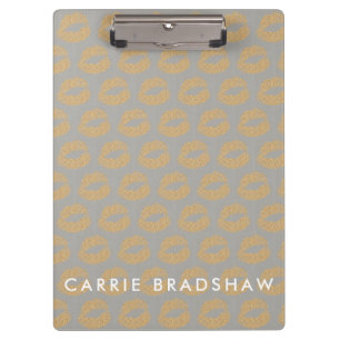 Make Up Gold Glitter Lips Pattern Personalise Name Clipboard
