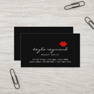 Make-Up Makeup-artist red lips black Business Card