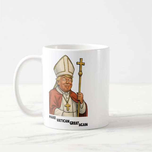 Make Vatican Great Again Funny Pope Trump Retro Ch Coffee Mug (Left)
