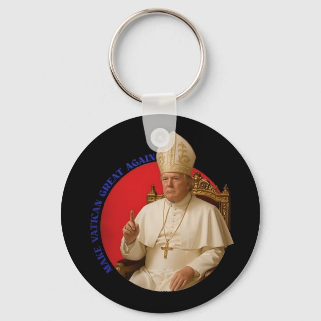 Make Vatican Great Again Funny Pope Trump Retro Ch Key Ring (Front)