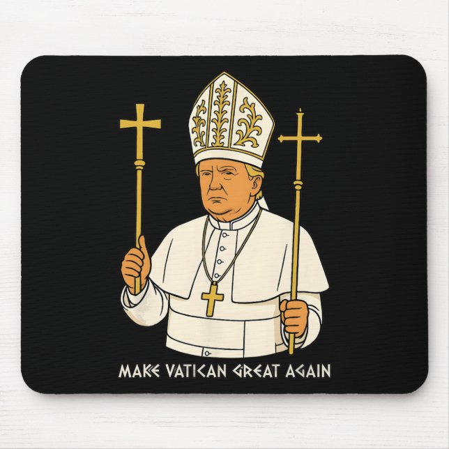 Make Vatican Great Again Funny Pope Trump Retro Ch Mouse Pad (Front)