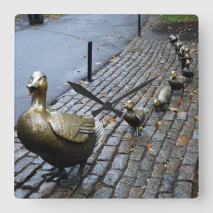 Make Way For Ducklings! Square Wall Clock