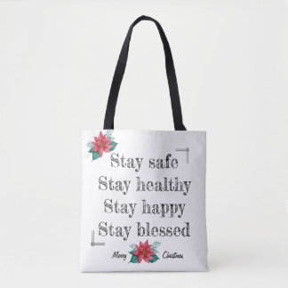 Make You Feel Blessed Poinsettia Christmas Tote Bag