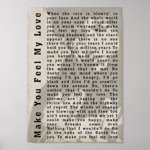 Make You Feel My Love Shadow Song Lyric Print