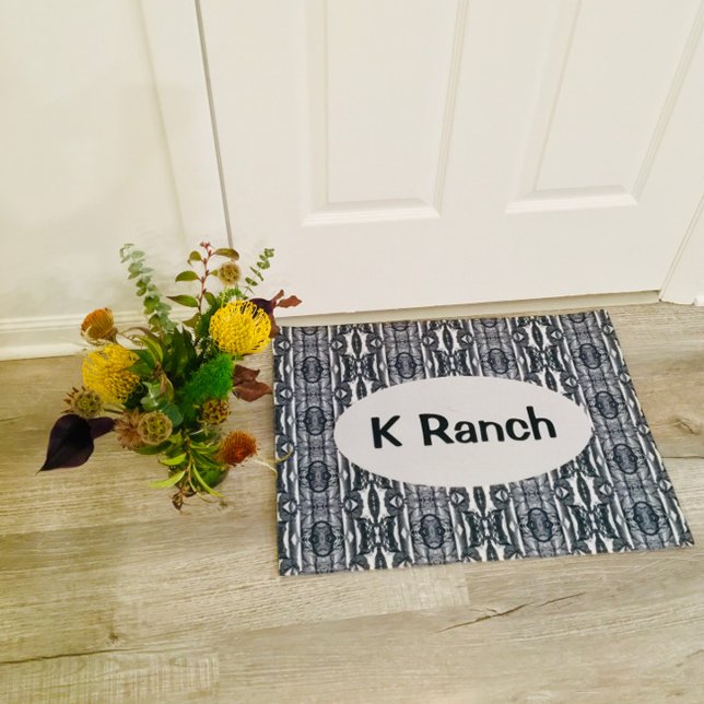Make You Own Text Grey Silver Grey Black Door Mat (Creator Uploaded)