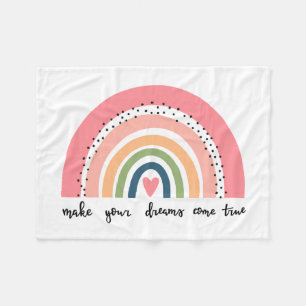 Make Your Dreams Come True Rainbow Fleece Blanket