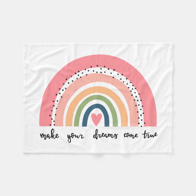 Make Your Dreams Come True Rainbow Fleece Blanket (Front (Horizontal))