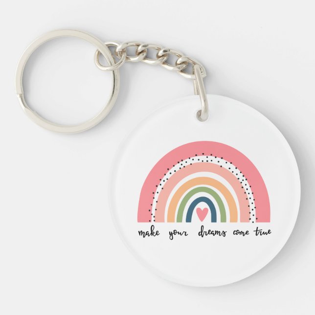Make Your Dreams Come True Rainbow Key Ring (Front)