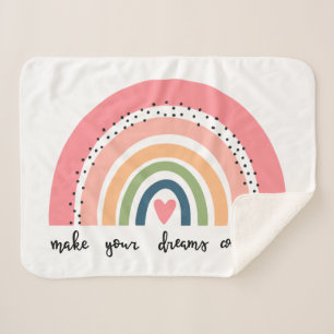 Make Your Dreams Come True Rainbow Sherpa Blanket