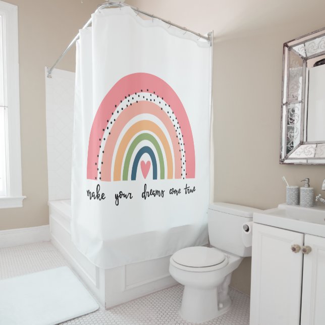 Make Your Dreams Come True Rainbow Shower Curtain (In Situ)