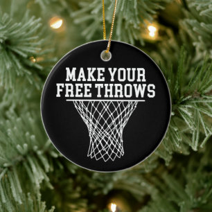 Make Your Free Throws Vintage Basketball Player Ceramic Tree Decoration