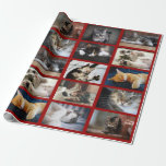 Make Your Own 10 Photo Collage on Dark Red Wrapping Paper<br><div class="desc">Delightful photos of cute kittens and cats are separated by dark red borders. Or to personalise it, replace the 10 sample template images with your own photos (pets, family, friends, artwork... ) in the sidebar to make your own photo collage. The images you add will automatically appear in a grid...</div>
