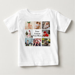 Make your own 8 photos collage and text baby T-Shirt