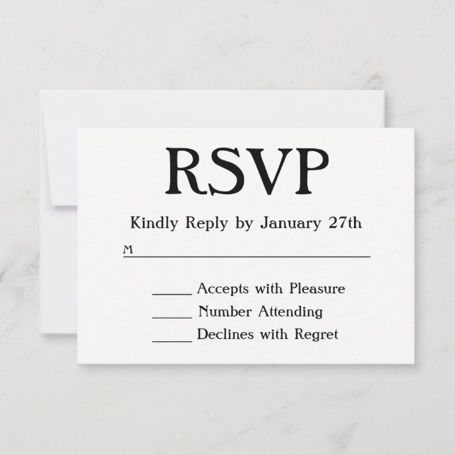 Make Your Own Black and White RSVP Card (Front)