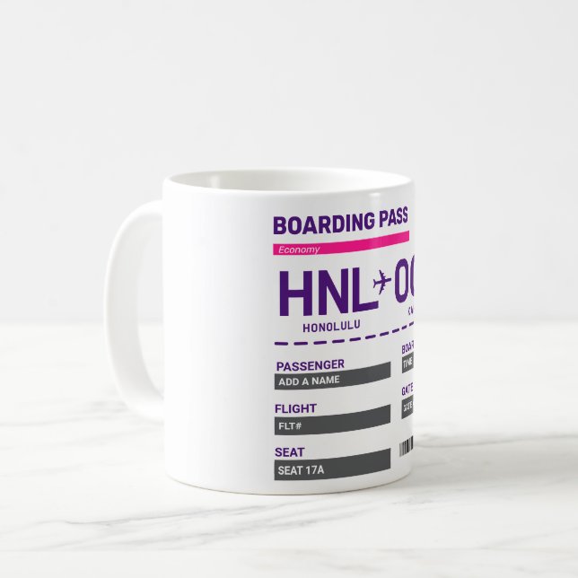 Make Your Own Boarding Pass Mug (Front Left)