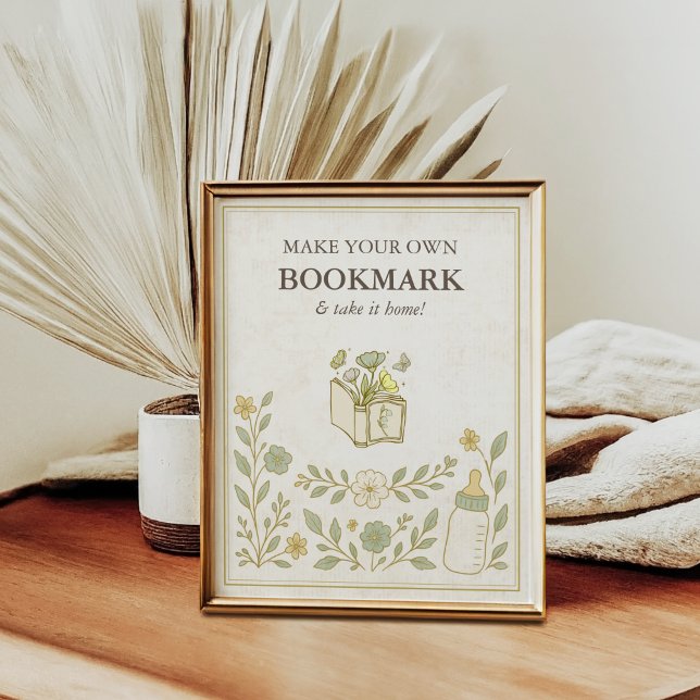 Make Your Own Bookmark | New Chapter Baby Shower Poster (Make Your Own Bookmark Storybook Baby Shower Favors | Our next chapter, A new chapter begins)