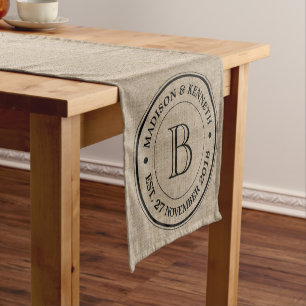 Make Your Own Burlap Retro Logo Monogram Short Table Runner