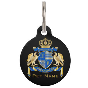 Make Your Own Coat of Arms Blue Gold Eagle Emblem Pet Tag