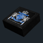 Make Your Own Coat of Arms Blue Silver Lion Emblem Gift Box<br><div class="desc">Create your very own aristocratic Coat of Arms, Emblem, Insignia or Family Crest with this beautiful, classic escutcheon or shield design. Cobalt Blue patterns decorate a shield topped with silver crown and flanked by mediaeval heraldic lion or griffin. A matching top banner holds your custom wedding date / birth date...</div>