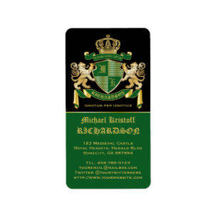 Make Your Own Coat of Arms Green Gold Lion Emblem Label