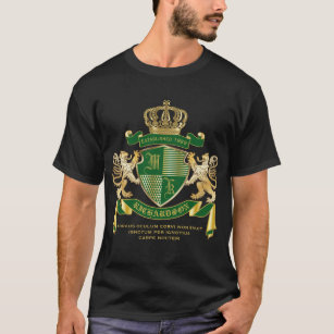 Make Your Own Coat of Arms Green Gold Lion Emblem T-Shirt