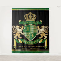 Make Your Own Coat of Arms Green Gold Lion Emblem