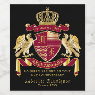 Make Your Own Coat of Arms Red Gold Eagle Emblem Wine Label