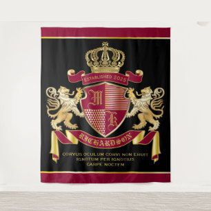 Make Your Own Coat of Arms Red Gold Lion Emblem Tapestry
