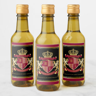 Make Your Own Coat of Arms Red Gold Lion Emblem Wine Label