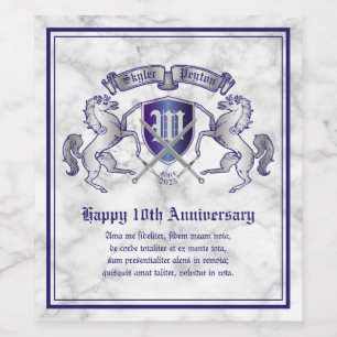 Make Your Own Coat of Arms Silver Horse Shield Wine Label