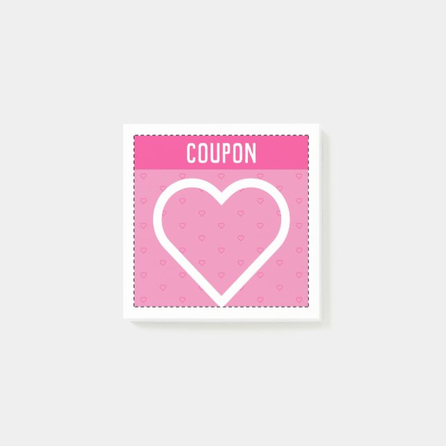 Make Your Own Coupons | Pink Hearts Post-it Notes (Front)