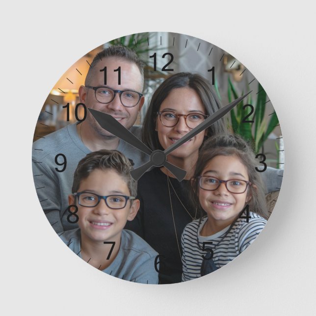 Make Your Own Custom Family Photo Personalised  Round Clock (Front)