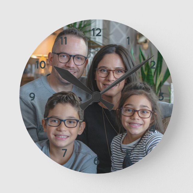 Make Your Own Custom Family Photo Personalised  Round Clock (Front)