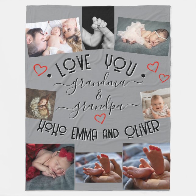 ✨Make Your Own Custom LOVE YOU GRANDMA & GRANDPA Fleece Blanket (Front)