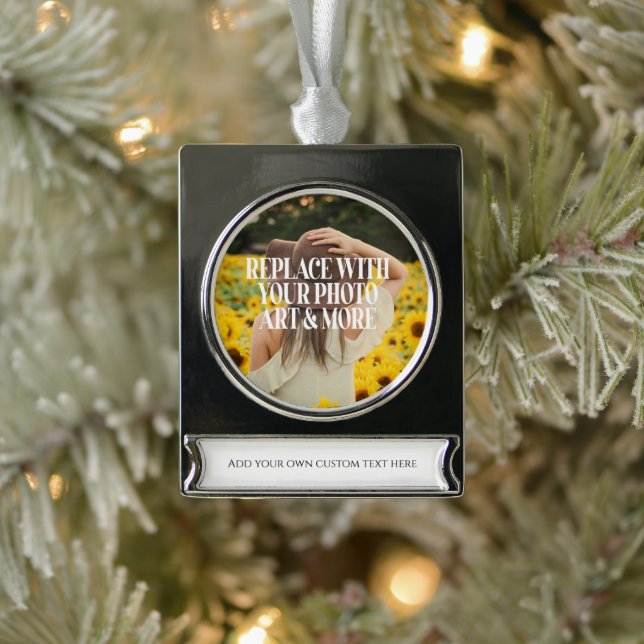 Make your own custom made personalised silver plated banner ornament (Tree)