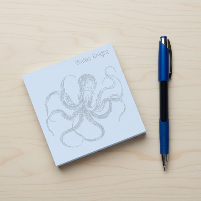 Make Your Own Custom Name Octopus Sticky Notes (Custom name octopus sticky notes.)