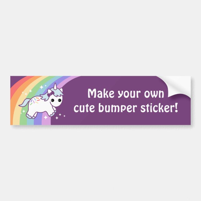 Make Your Own Cute Unicorn Bumper Sticker (Front)