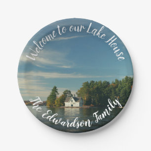 Make your own family lake summer house Welcome Paper Plate